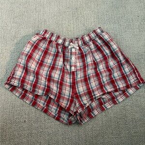 Plaid Red and White Women Shorts